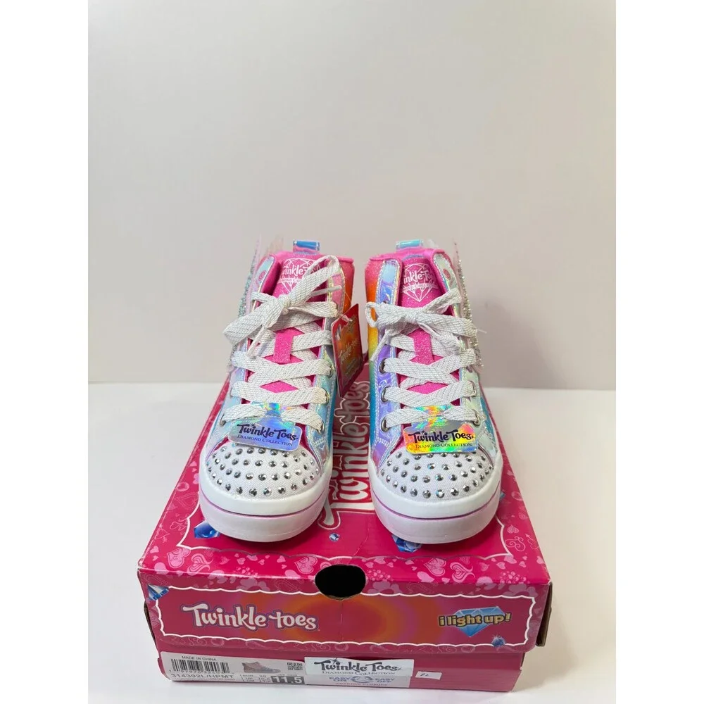 Skechers Kids TWI-Lites 2.0 Sneaker, HotPink/Multi, 11.5 Little Kid